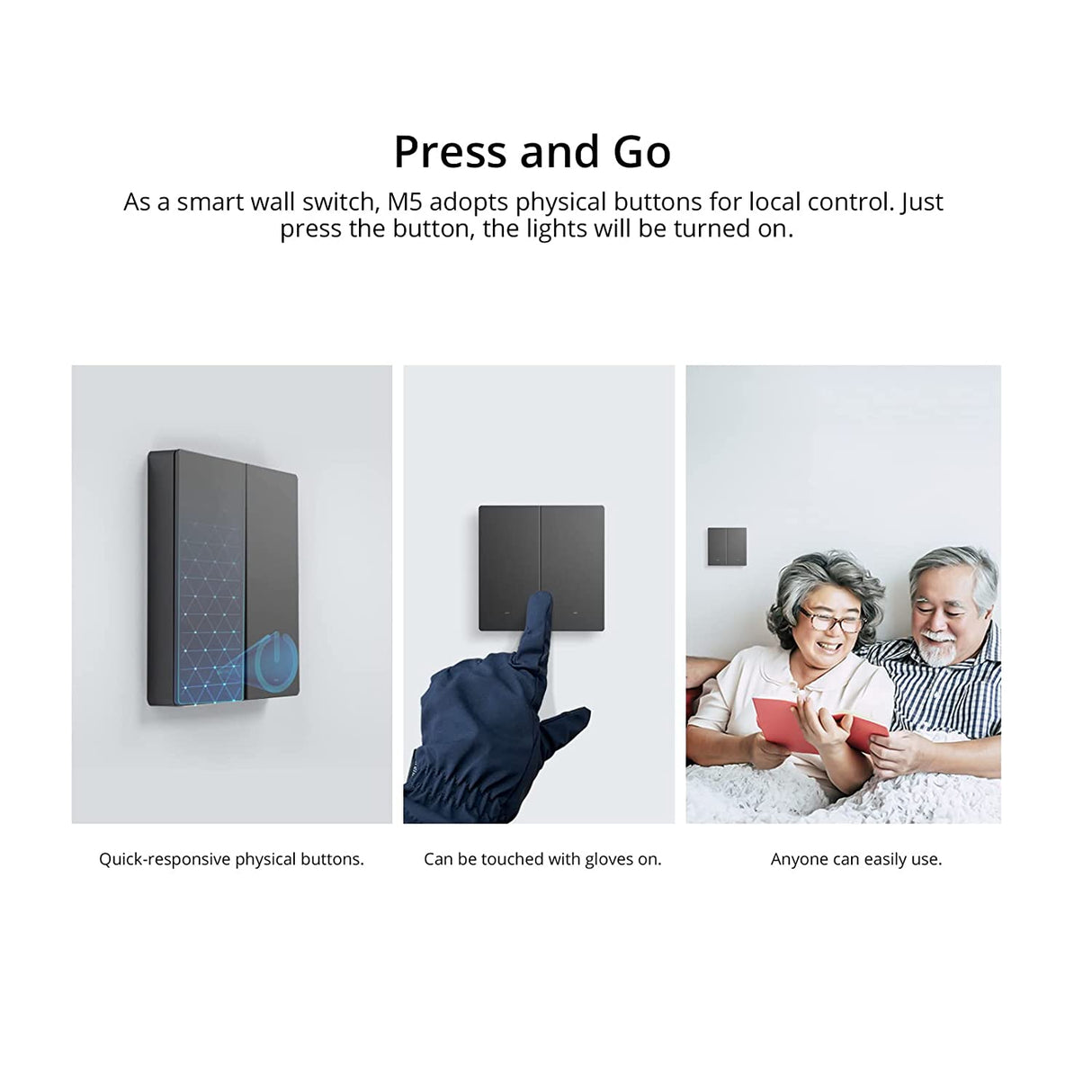 SONOFF pametno stensko stikalo Wi-Fi M5-2C-86, dvojno