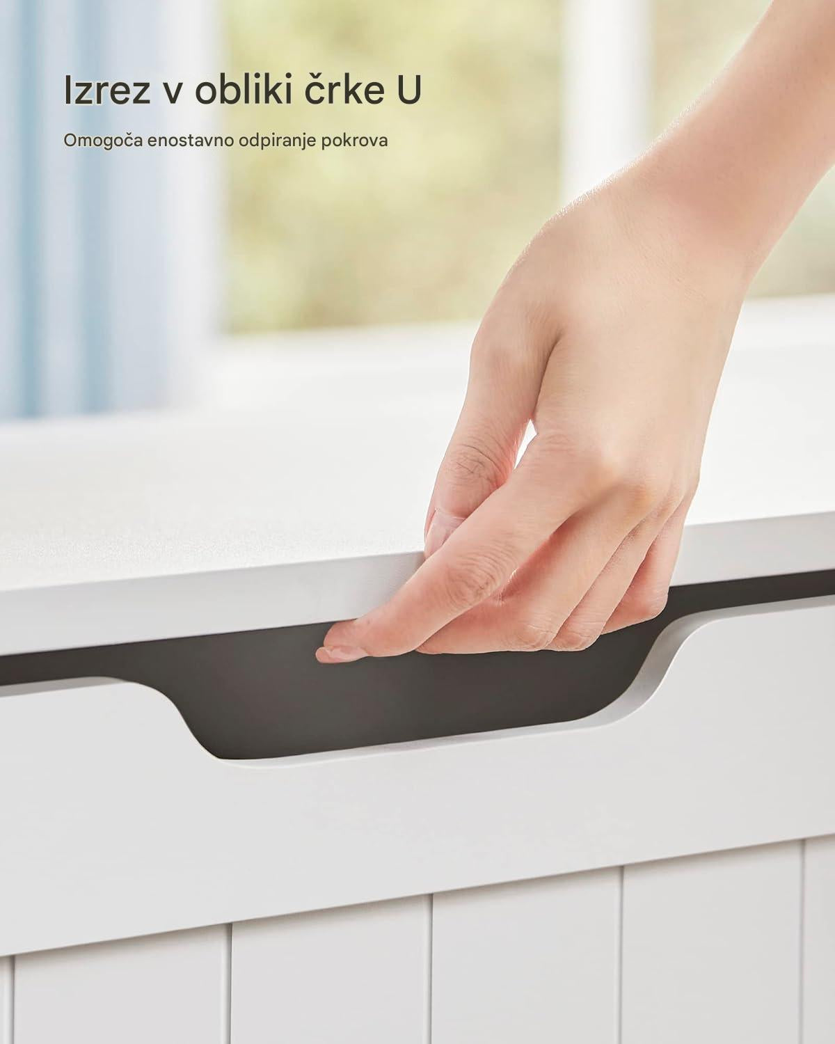 VASAGLE večnamenska klop s shranjevalnim prostorom 40 x 76 x 48 cm, bela