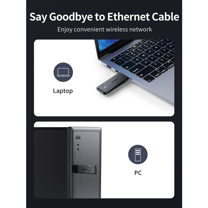 Ugreen USB WiFi adapter AC1300, 1300Mbps 802.11 Dual Band