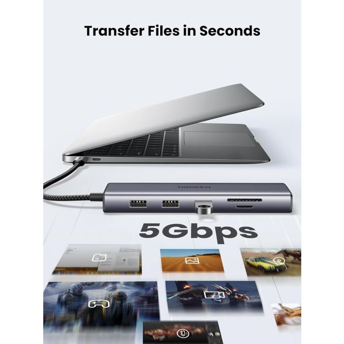 UGREEN USB C Hub, 10-v-1 USB-C z dvojnim izhodom za zaslon 4K HDMI & VGA, 100W PD