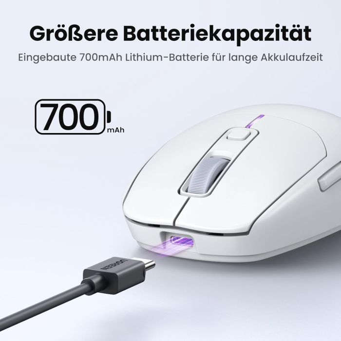Ugreen brezžična miška 5000 DPI 2.4G+BT - bela