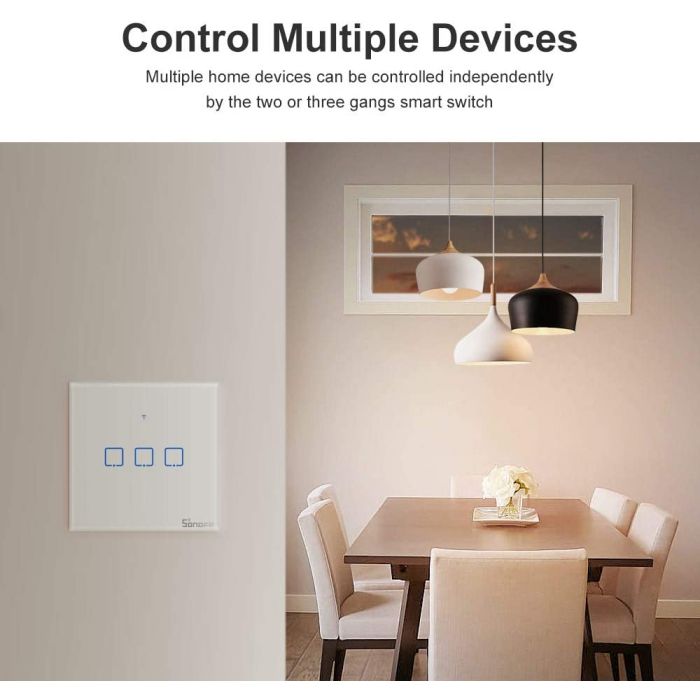 SONOFF pametno stensko stikalo Wi-Fi + RF433 trojno T1EU3C-TX