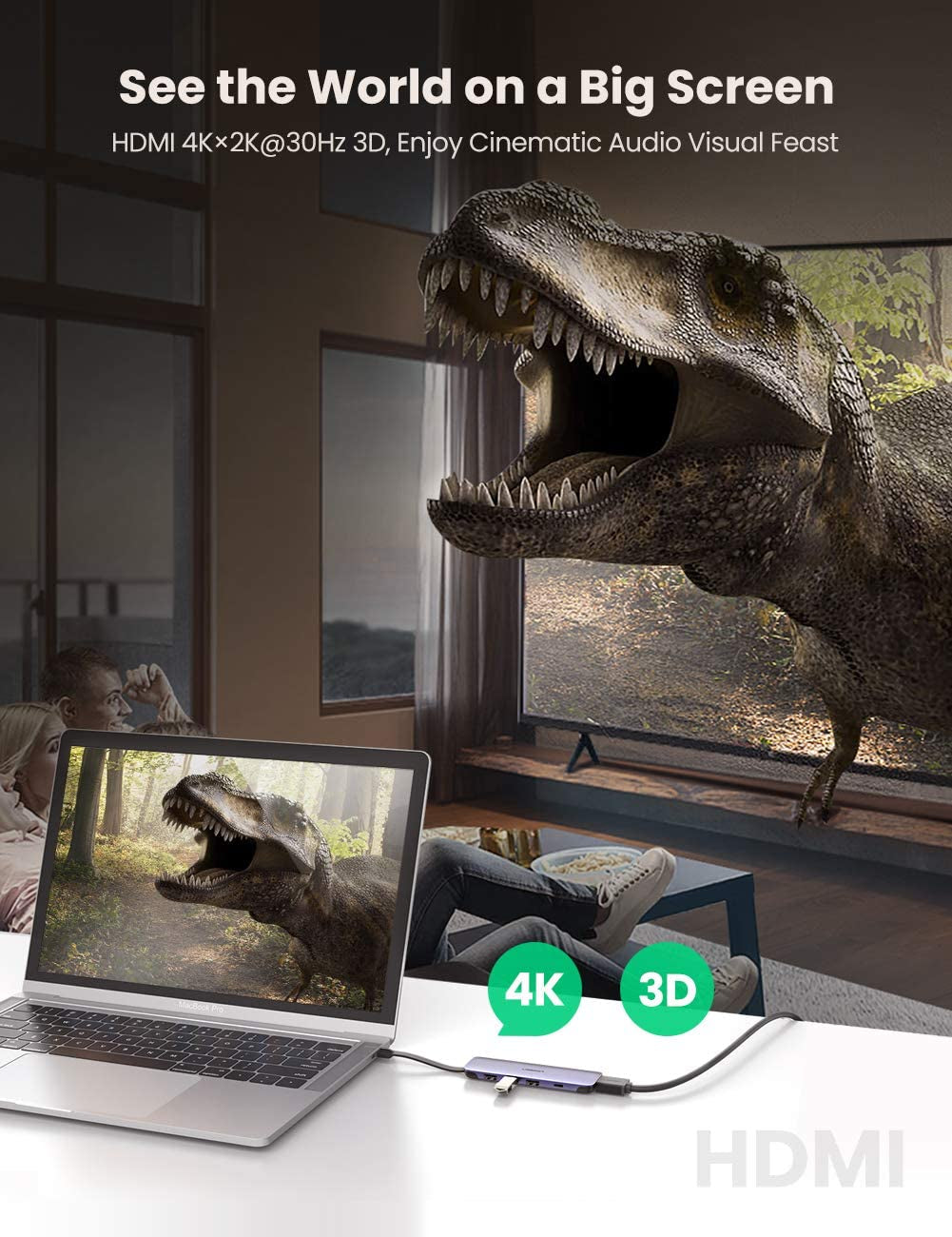 UGREEN USB-C Hub 5v1 4K HDMI, 2x USB 3.0, USB-C PD 3.0 - box