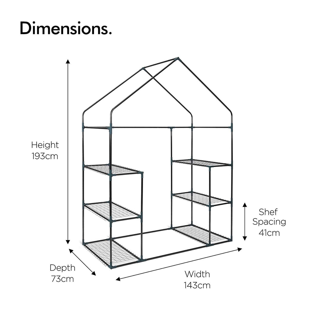 VonHaus rastlinjak 193 x 73 x 143cm