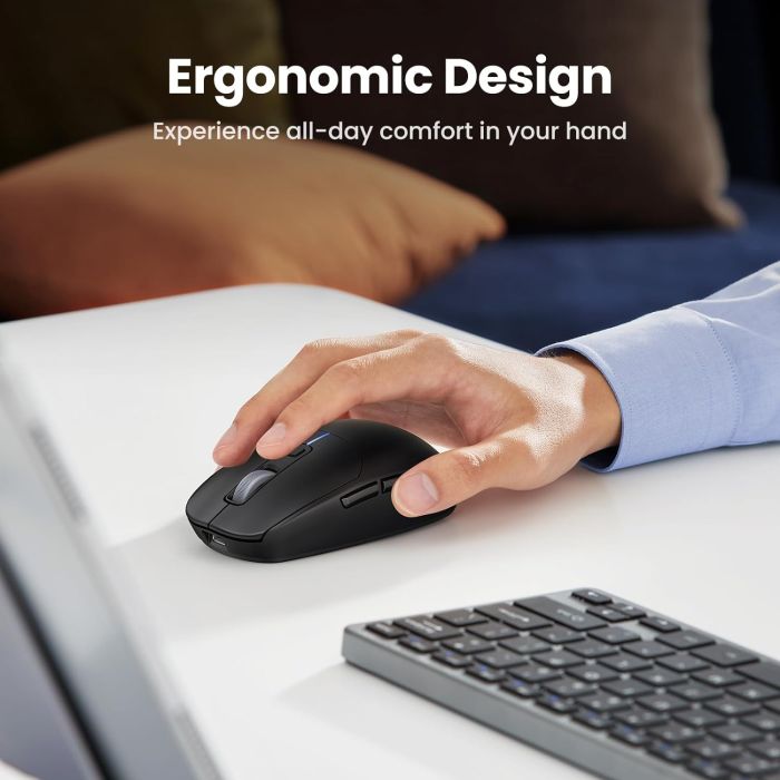 Ugreen brezžična miška 5000 DPI 2.4G+BT - črna