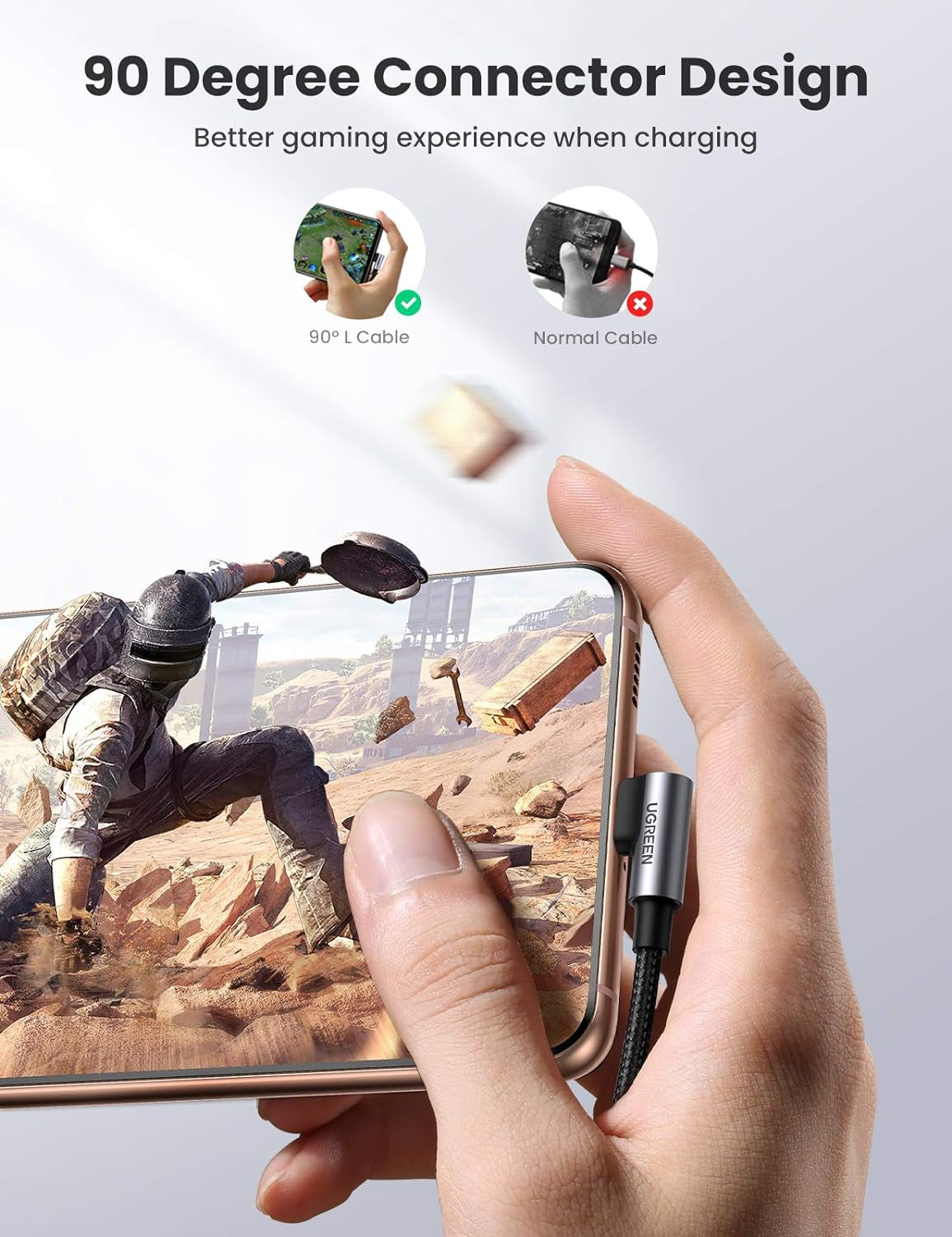 Ugreen USB-C na kotni USB-C kabel 60W 2M