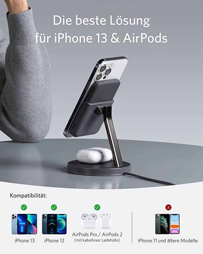 Anker MagGo 633 Magnetni brezžični polnilec in powerbank črn