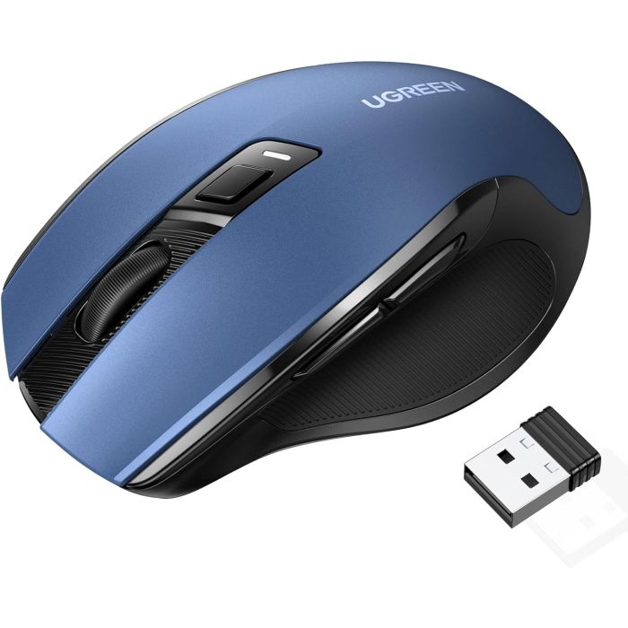 Brezžična miška UGREEN Bluetooth 5.0 in 2,4 Ghz z USB sprejemnikom - modra
