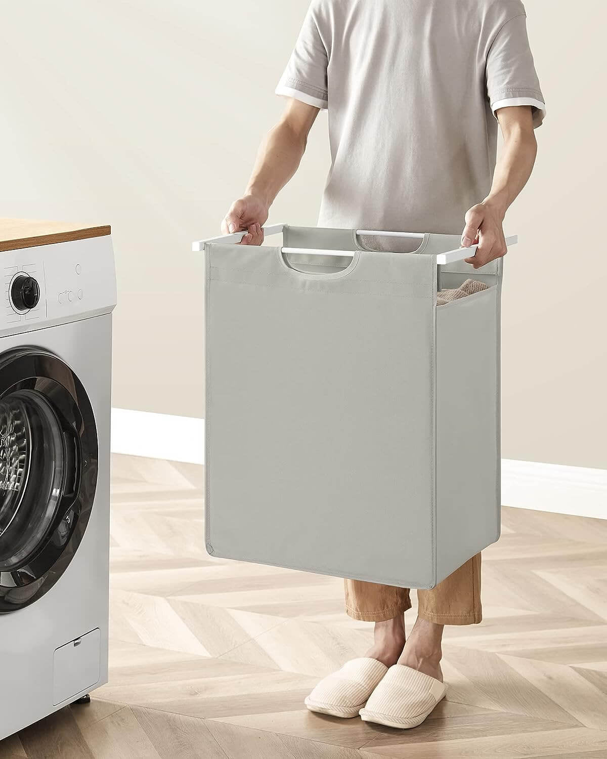 VASAGLE košara za perilo, bela, BLH101W01