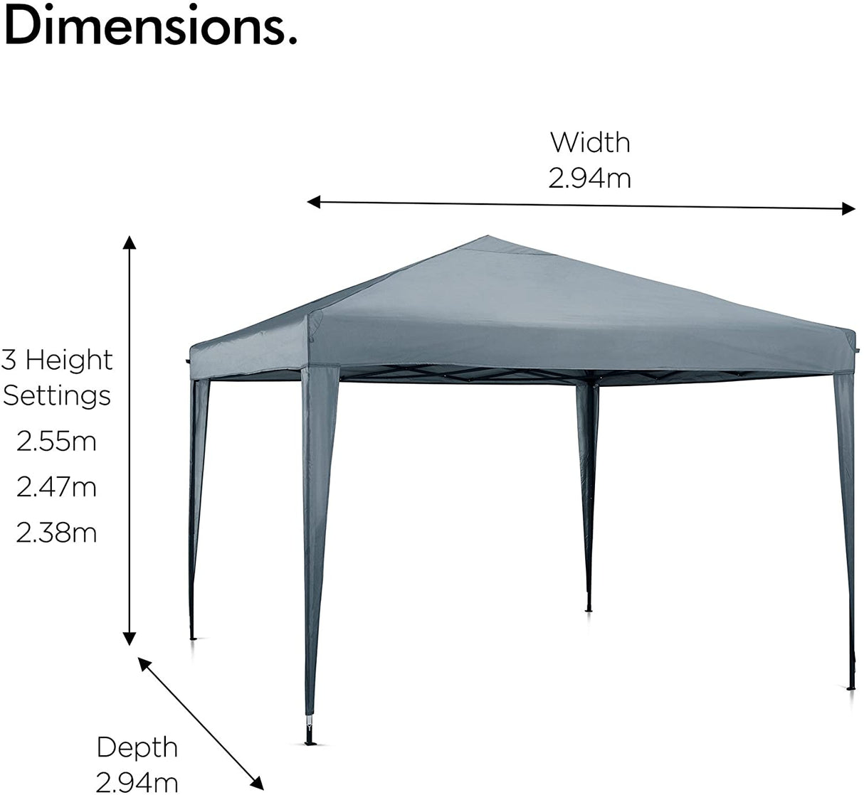 VonHaus paviljon Pop-up 3x3m siv