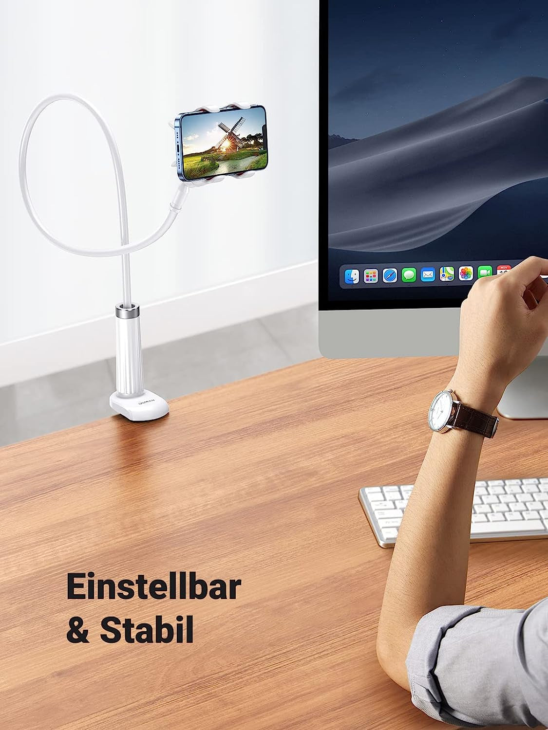 Ugreen Gooseneck Fleksibilno stojalo za pritrditev mobilnega ali tabličnega računalnika velikosti 4 "-7,2" palcev, 90cm