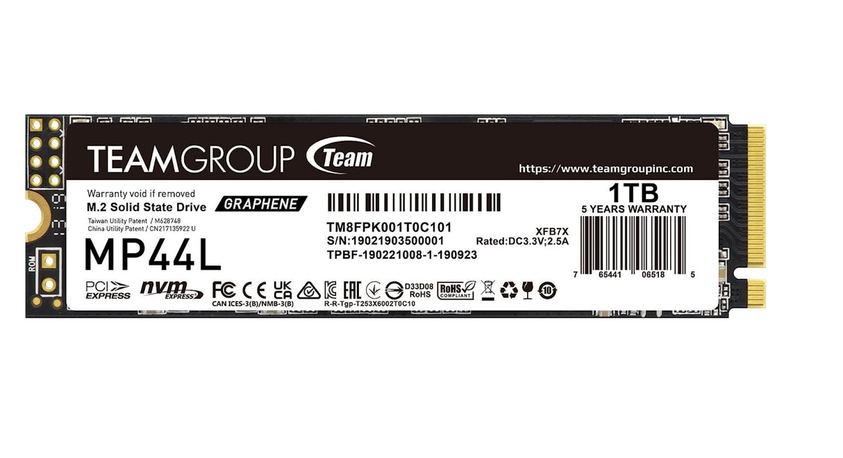 Teamgroup 1TB M.2 NVMe SSD MP44L 5000/4500 MB/s 2280