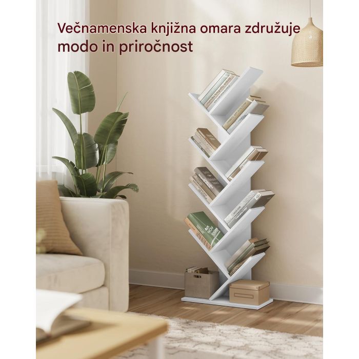 VASAGLE knjižna omara v obliki drevesa bela