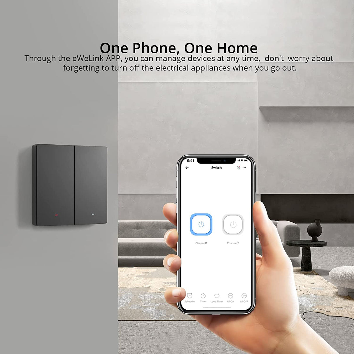 SONOFF pametno stensko stikalo Wi-Fi M5-2C-86, dvojno