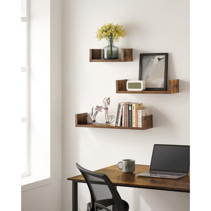 SONGMICS komplet 3 plavajočih stenskih polic