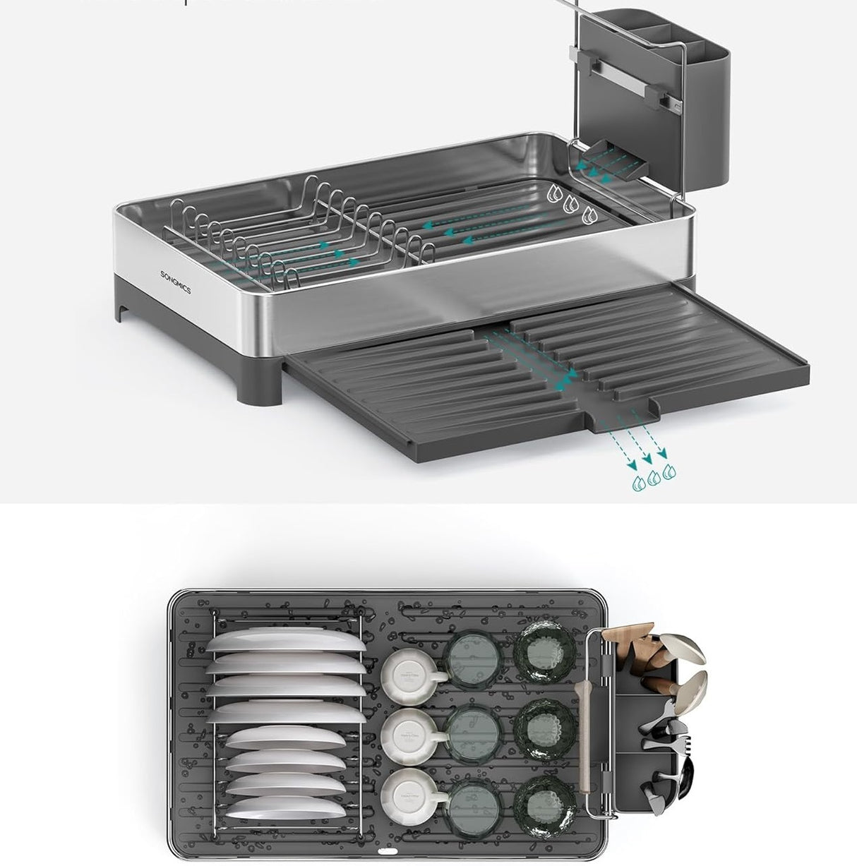 SONGMICS 1-Nivojsko stojalo za sušenje posode črno