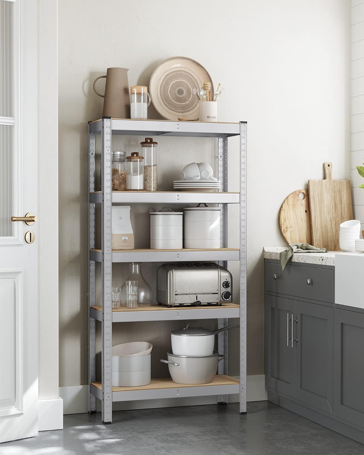 SONGMICS Regal 30 x 75 x 150 cm rjavo-srebrn,-GLR030E01