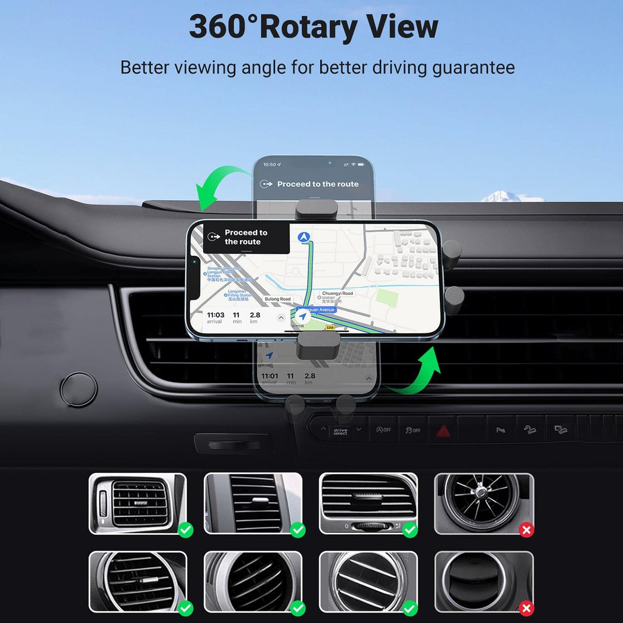 UGREEN 15W Qi indukcijski avtomobilski polnilnik in držalo za telefon