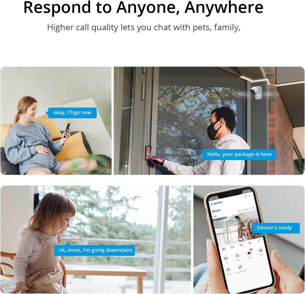 SONOFF notranja videonadzorna kamera S-CAM, 1080P, Wi-Fi
