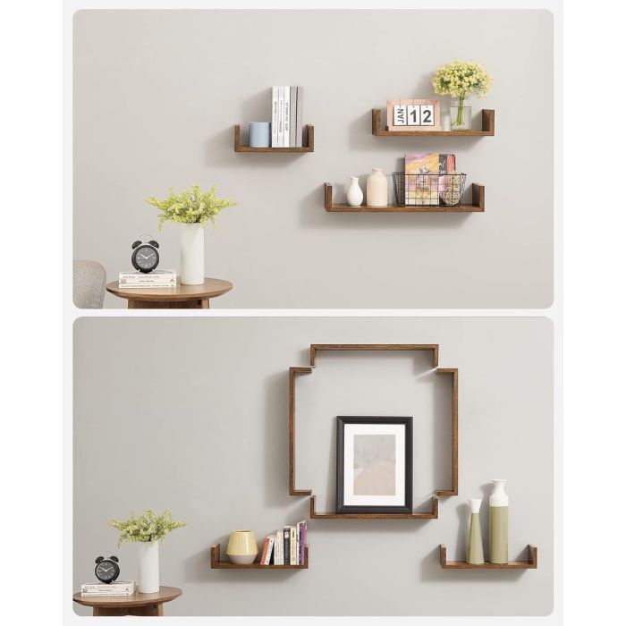 SONGMICS komplet 3 plavajočih stenskih polic