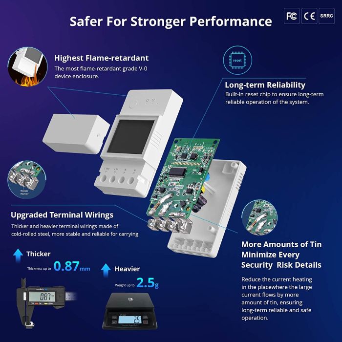 SONOFF POWR316D pametno stikalo, digitalni merilnik porabe z LCD, združljivo z Alexa/Google Home, 1