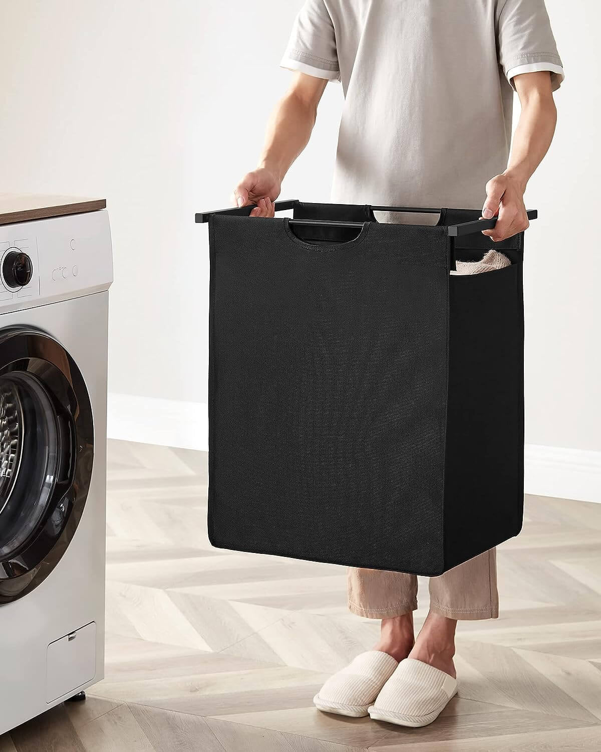 VASAGLE košara za perilo, rustikalno rjavo-črna, BLH101B01