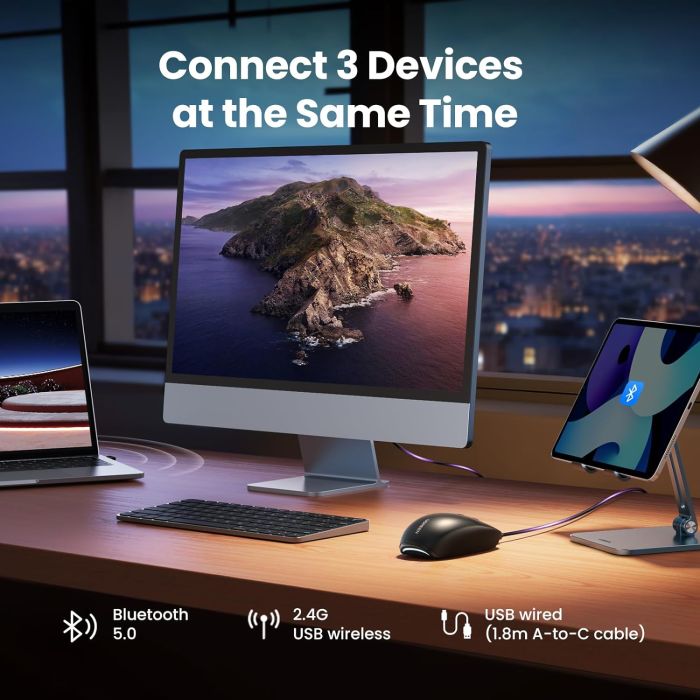 Ugreen brezžična miška 5000 DPI 2.4G+BT - črna