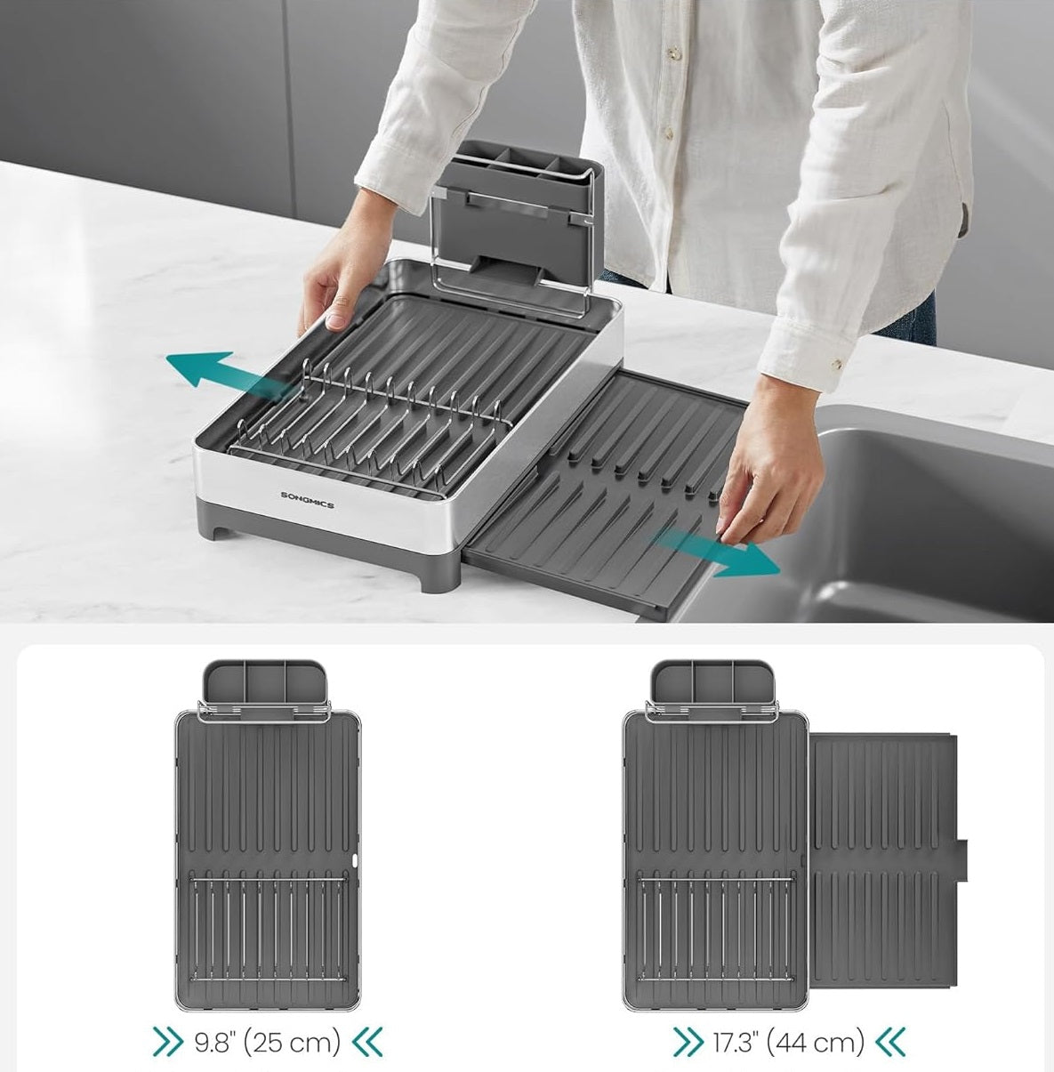 SONGMICS 1-Nivojsko stojalo za sušenje posode črno