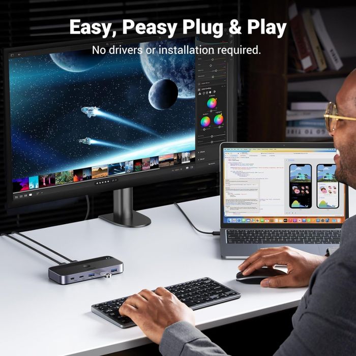 UGREEN USB 3.0 stikalo za 2 računalnika, ki si delita naprave USB C & A