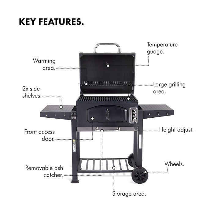 VonHaus prenosni žar na oglje/ Smoker American Style