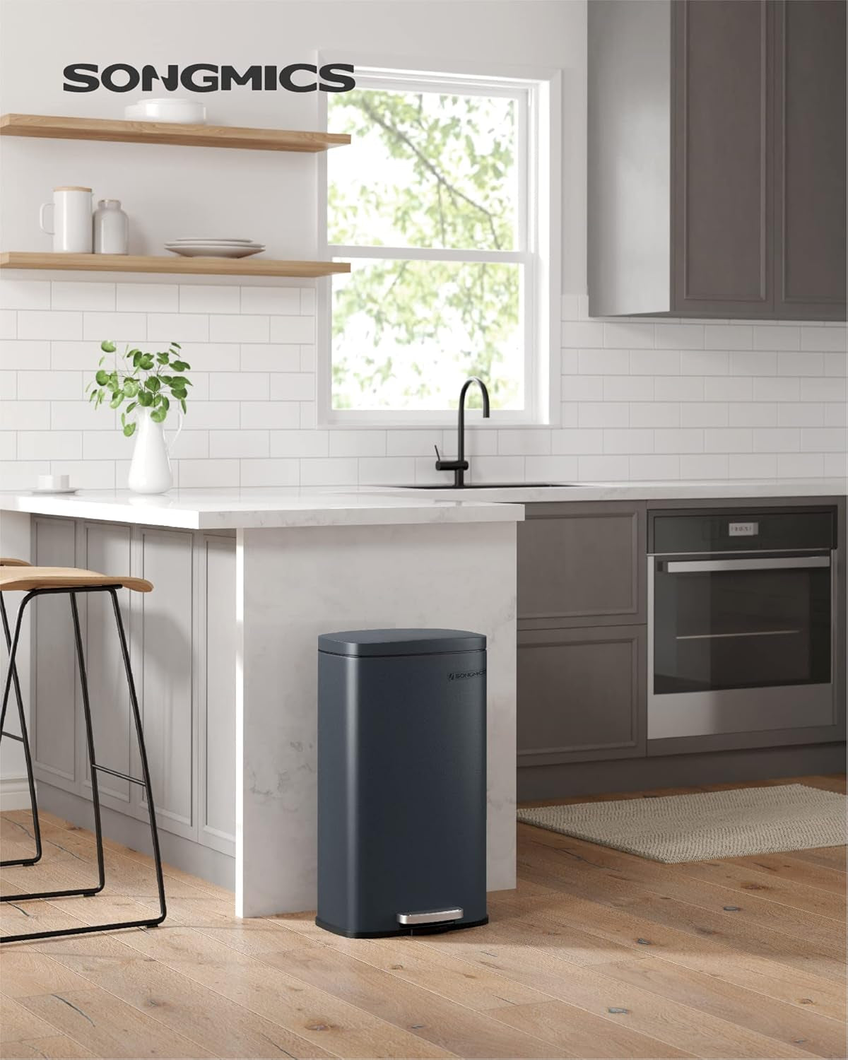 SONGMICS Kuhinjski koš za smeti, 30 litrov siv