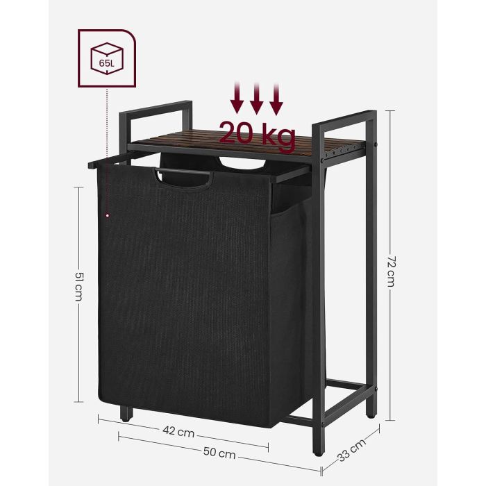 VASAGLE košara za perilo, rustikalno rjavo-črna, BLH101B01