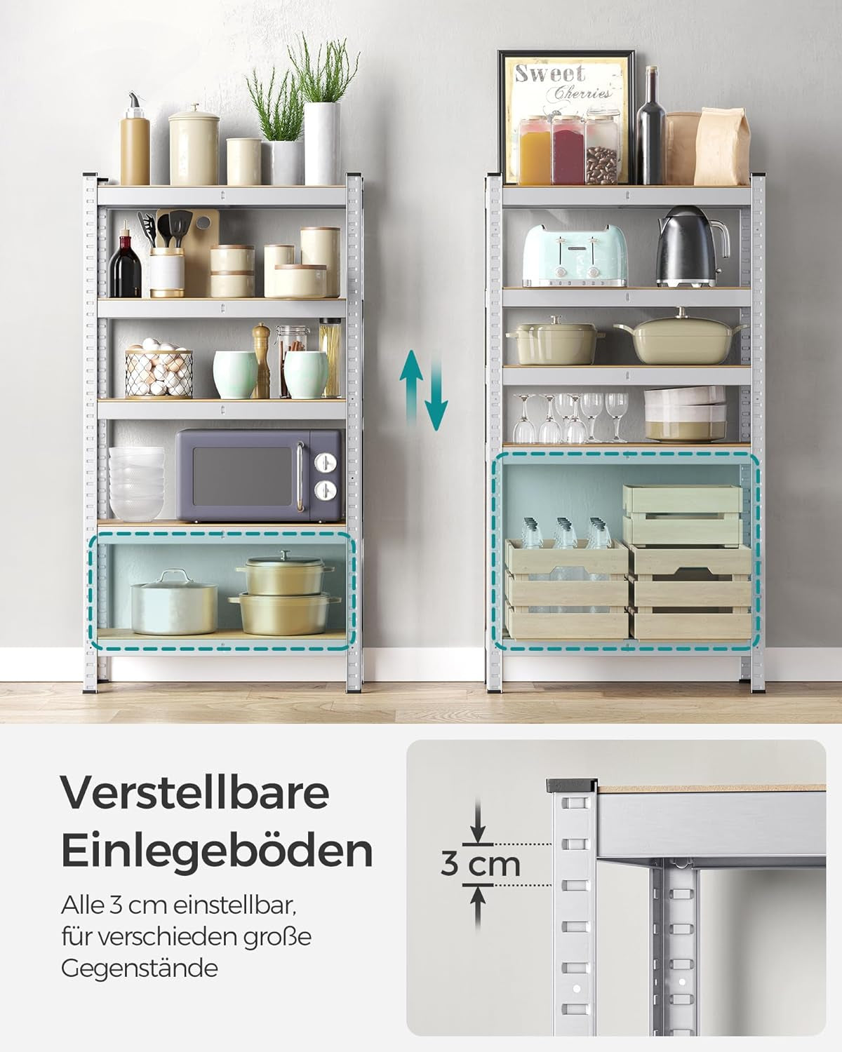 SONGMICS Regal 30 x 75 x 150 cm rjavo-srebrn,-GLR030E01