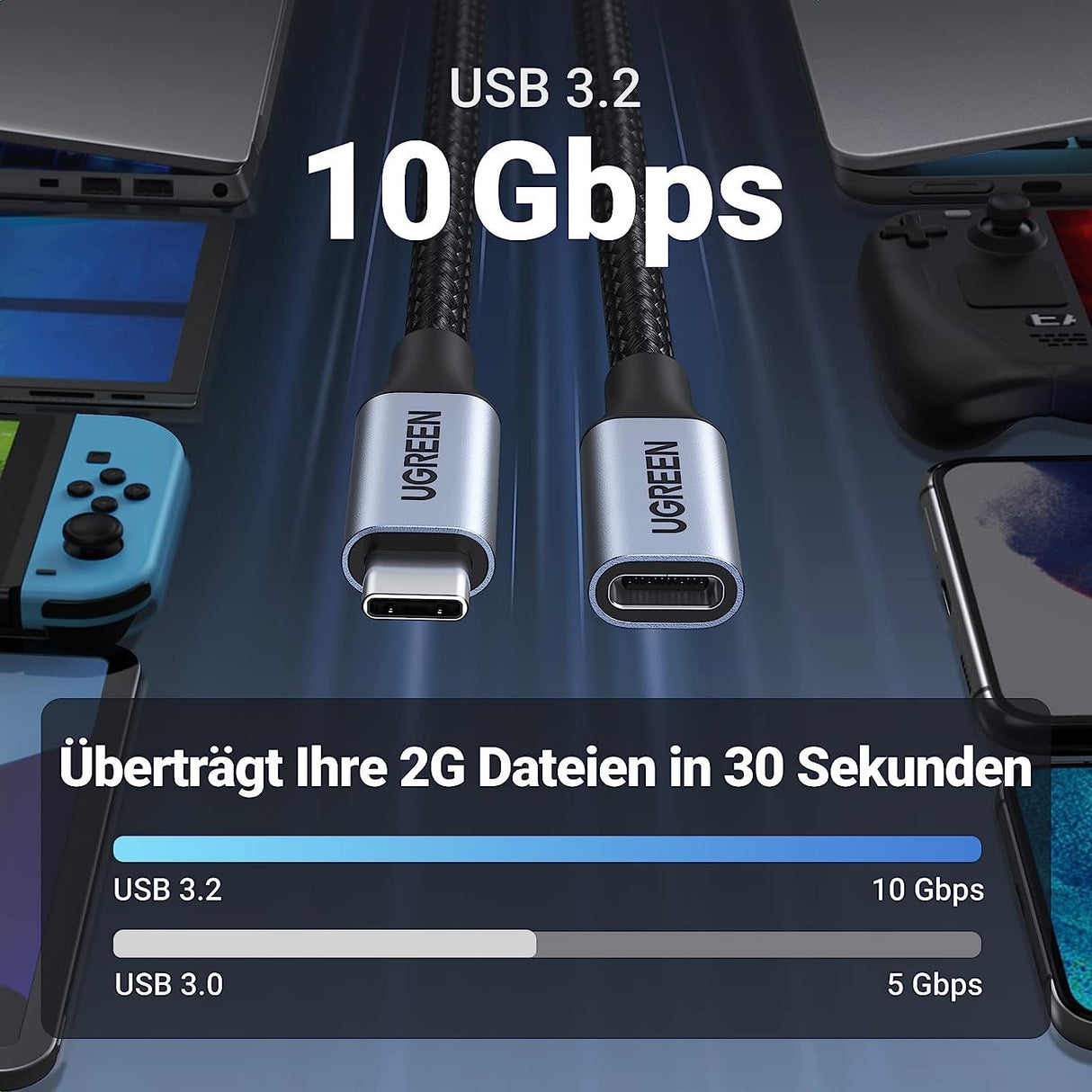 Ugreen USB-C podaljšek, 0,5M - PolyBag