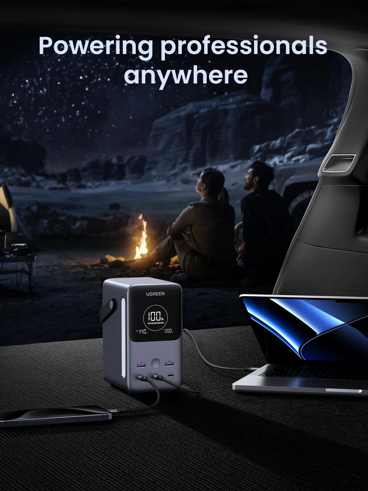 Ugreen prenosna polnilna baterija 48.000mAh, 300W s pametnim digitalnim zaslonom