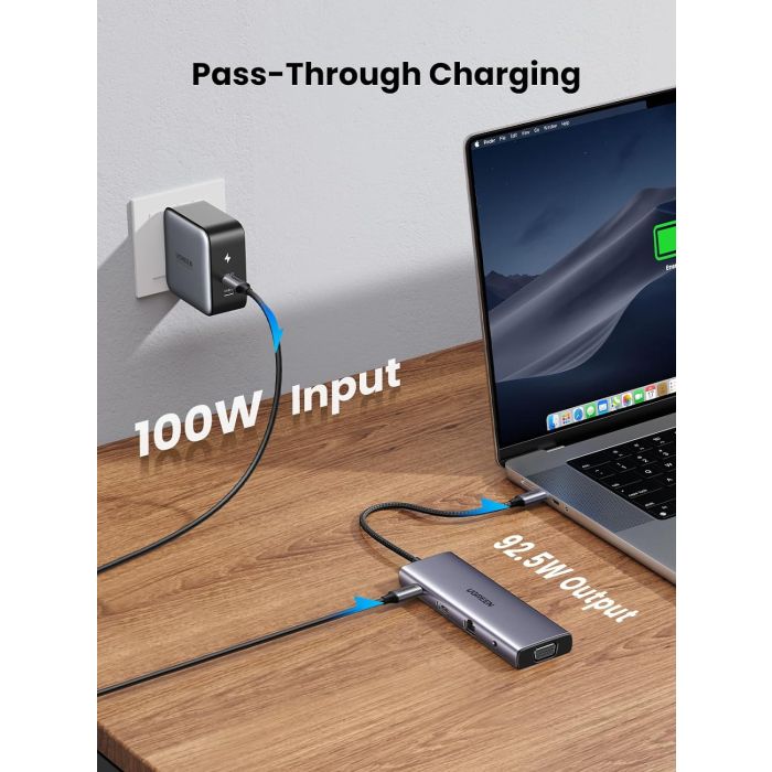 UGREEN USB C Hub, 10-v-1 USB-C z dvojnim izhodom za zaslon 4K HDMI & VGA, 100W PD
