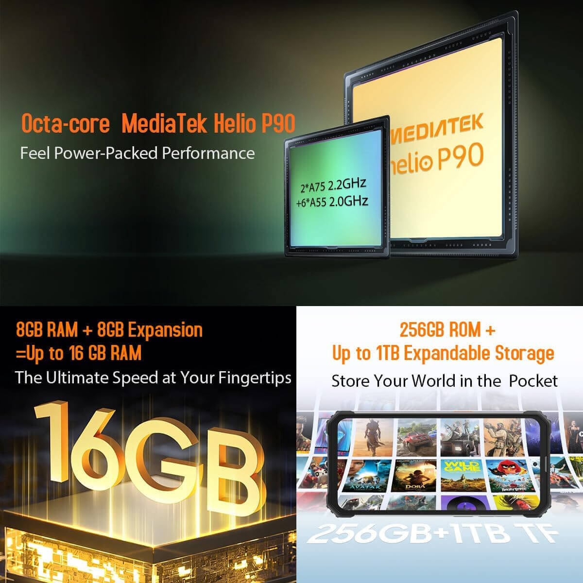 Blackview pametni robustni telefon BV8900 8GB+256GB z vgrajeno termalno kamero, oranžen