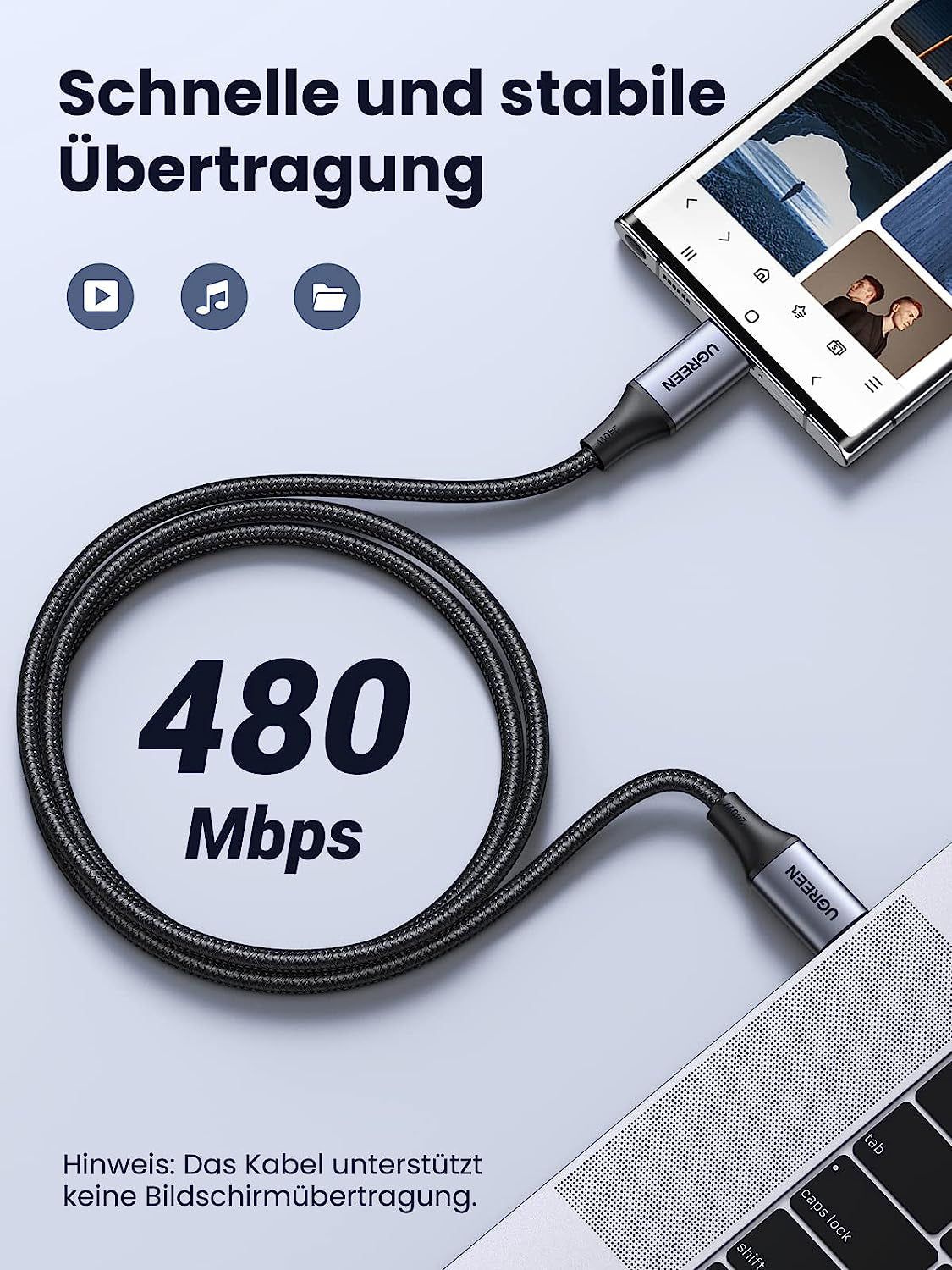 UGREEN 240W USB-C v USB-C polnilni kabel, 2M