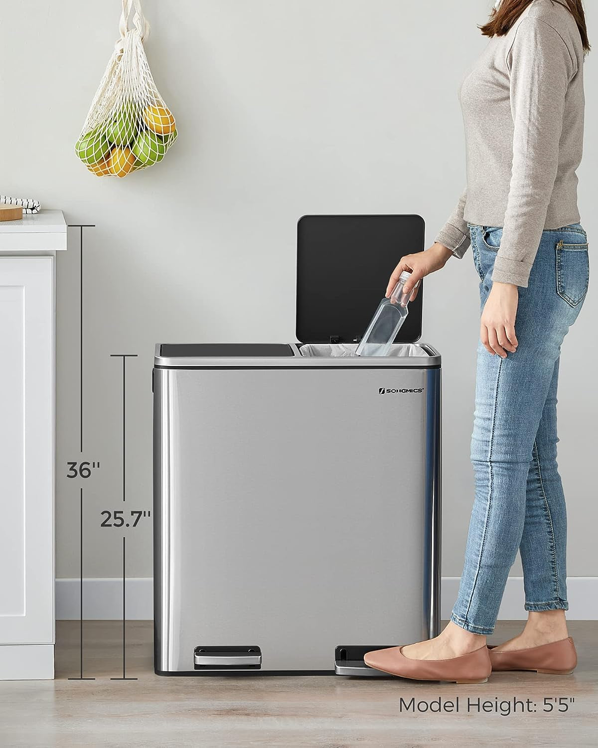 SONGMICS koš za ločevanje odpadkov 2x30L, LTB60NL