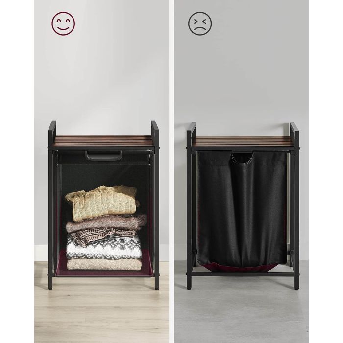 VASAGLE košara za perilo, rustikalno rjavo-črna, BLH101B01