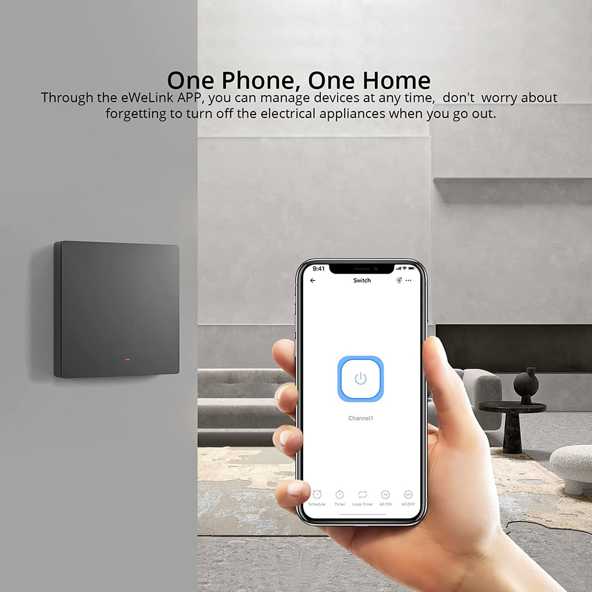 SONOFF pametno stensko stikalo Wi-Fi M5-1C-80, enojno