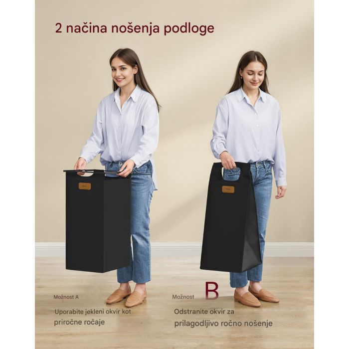 VASAGLE košara za perilo črna 4/1 150L