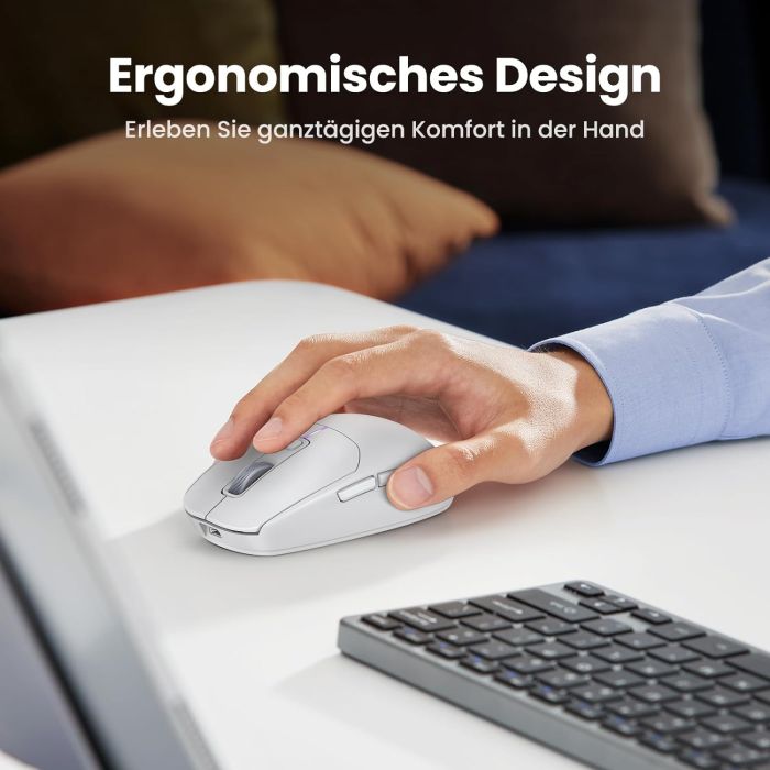 Ugreen brezžična miška 5000 DPI 2.4G+BT - bela