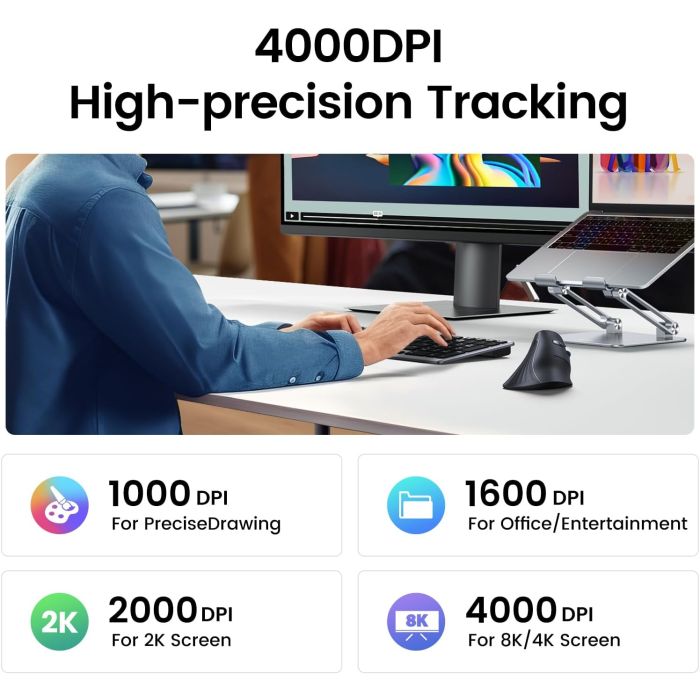 Ugreen brezžična ergonomska vertikalna miška z Bluetooth in Wi-Fi povezavo