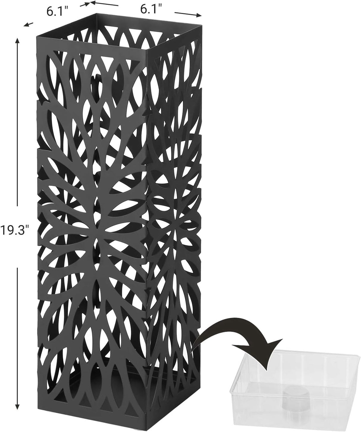 SONGMICS Kovinsko stojalo za dežnike s kljukicami in posodo za kapljice LUC48B