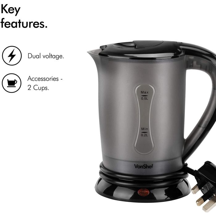 Vonshef potovalni grelnik in dve skodelici