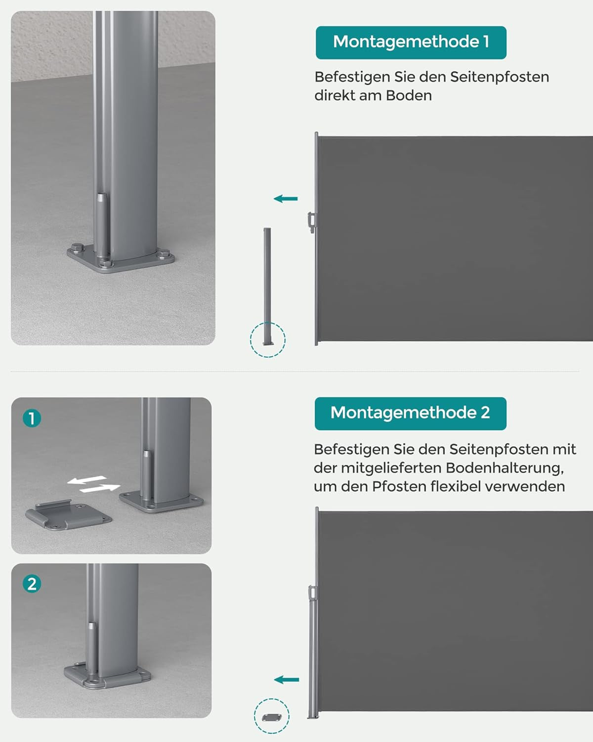 SONGMICS Stranski senčnik 160 x 350 cm antracit, GSA165G02