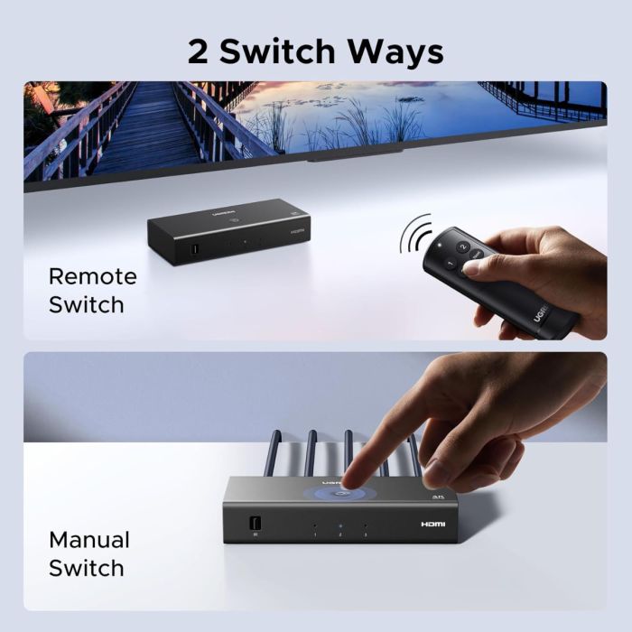 Ugreen HDMI stikalo 4K@60Hz, razdelilnik 3 v 1 s HDR+ podporo