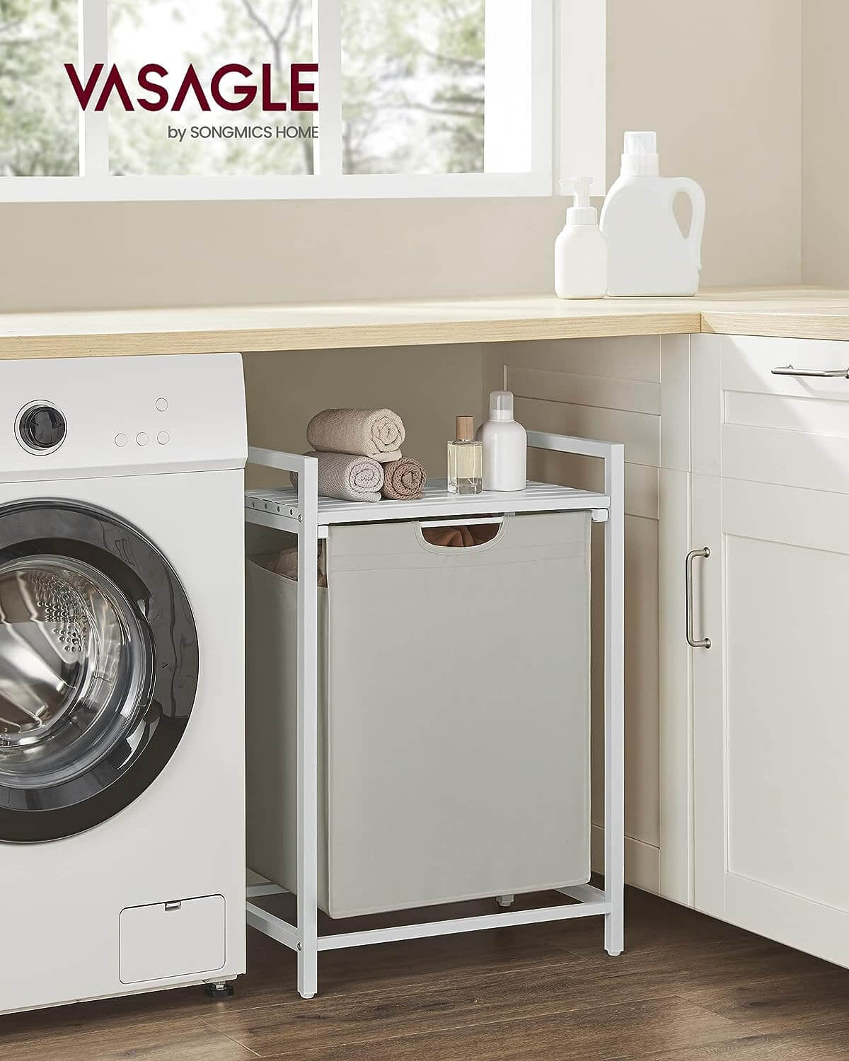 VASAGLE košara za perilo, bela, BLH101W01