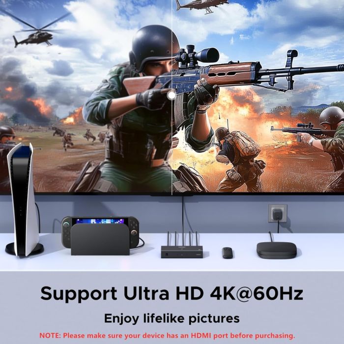 Ugreen HDMI stikalo 4K@60Hz, razdelilnik 3 v 1 s HDR+ podporo